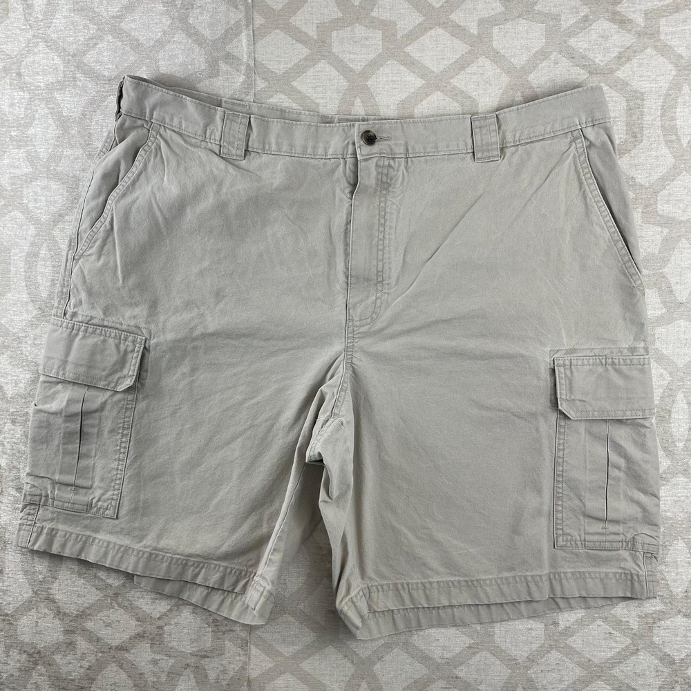 LL Bean Mens Khaki Tan Cotton Twill Cargo Shorts Size 42 Relaxed Fit Hiking - Picture 7 of 8